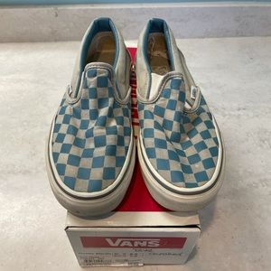 RARE Vans Blue & Grey Checkerboard Slip-On circa 2003 Sz. 7